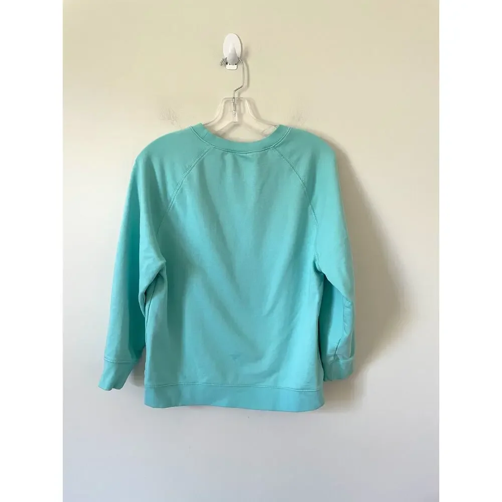 J. Crew Cape Cod Crewneck Sweatshirt Teal Blue Size Small
